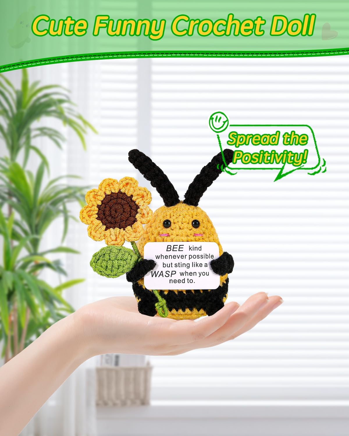 Muñeco de Papa Tejido, Mini Divertido, Tarjeta Positiva, Modelo Bee