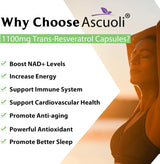 Suplemento Ascuoli 99% Ultra Purity Trans-Resveratrol 1100mg