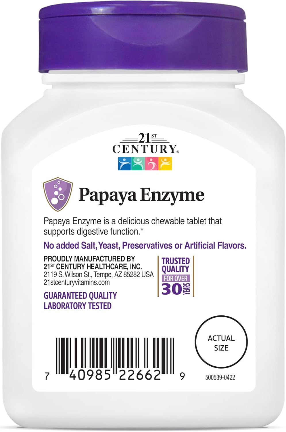 Suplemento Tabletas masticables con enzima de papaya 100 und