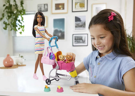 Barbie Perro Paseo Set con Muñeca y Accesorios