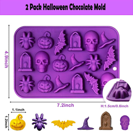 Molde de Silicona para Halloween, 18 Cavidades, 2 Piezas