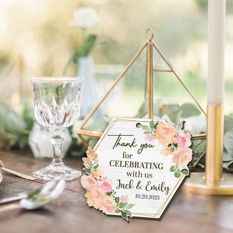 Etiquetas Personalizadas de Madera para Recuerdos de Boda