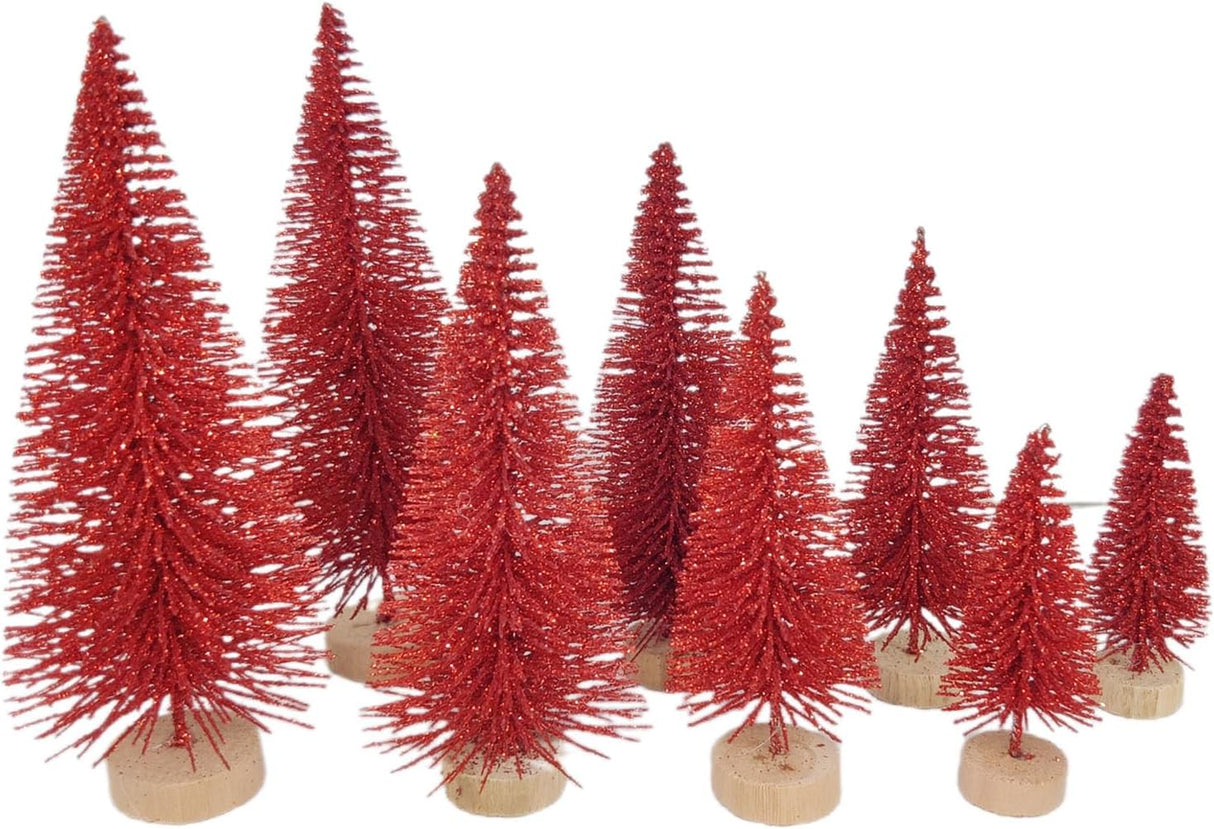 8 Pcs Árboles de Navidad Artificiales, Mini Pino, Mesa, Sisal