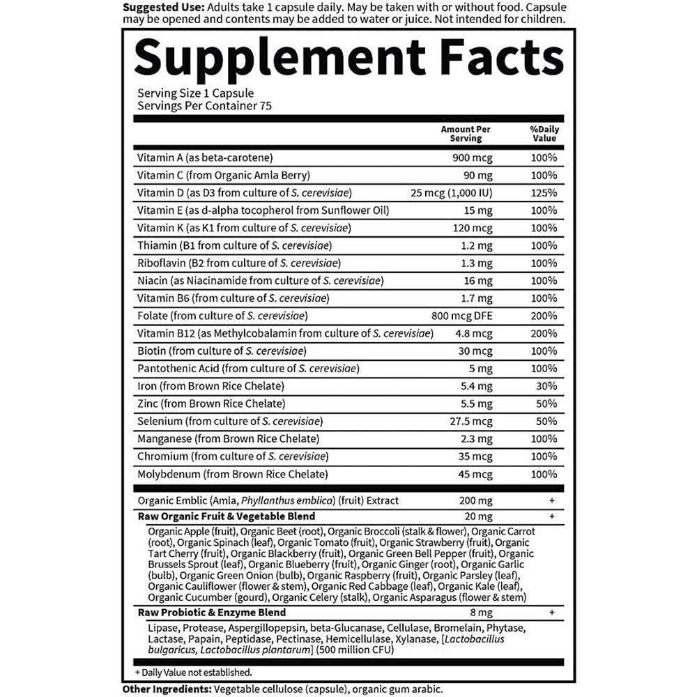 Suplemento multivitamínico vegetariano  probióticos