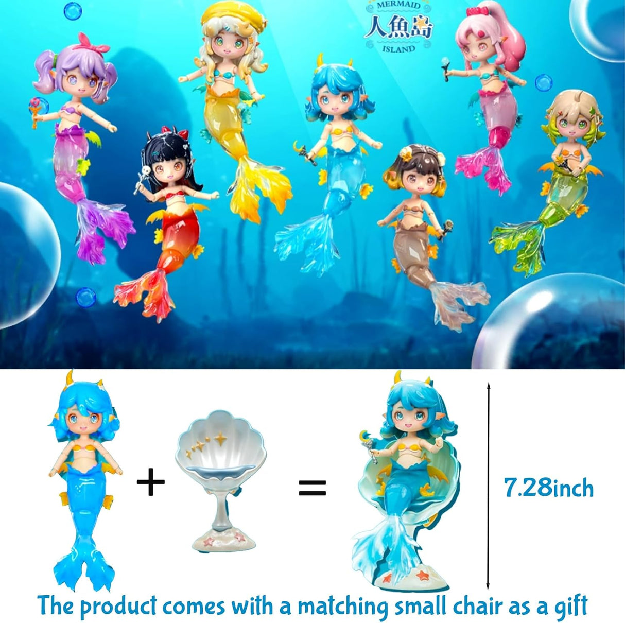 Muñeca BJD Kawaii, Yunlai, serie sirena, Island-1pack