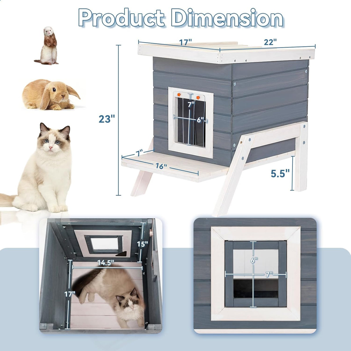Casa para gatos al aire libre puerta con cortina Petsfit