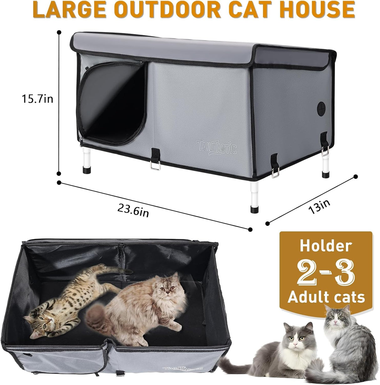Casa para Gatos al Aire Libre, Elevada, Aislada, Grande