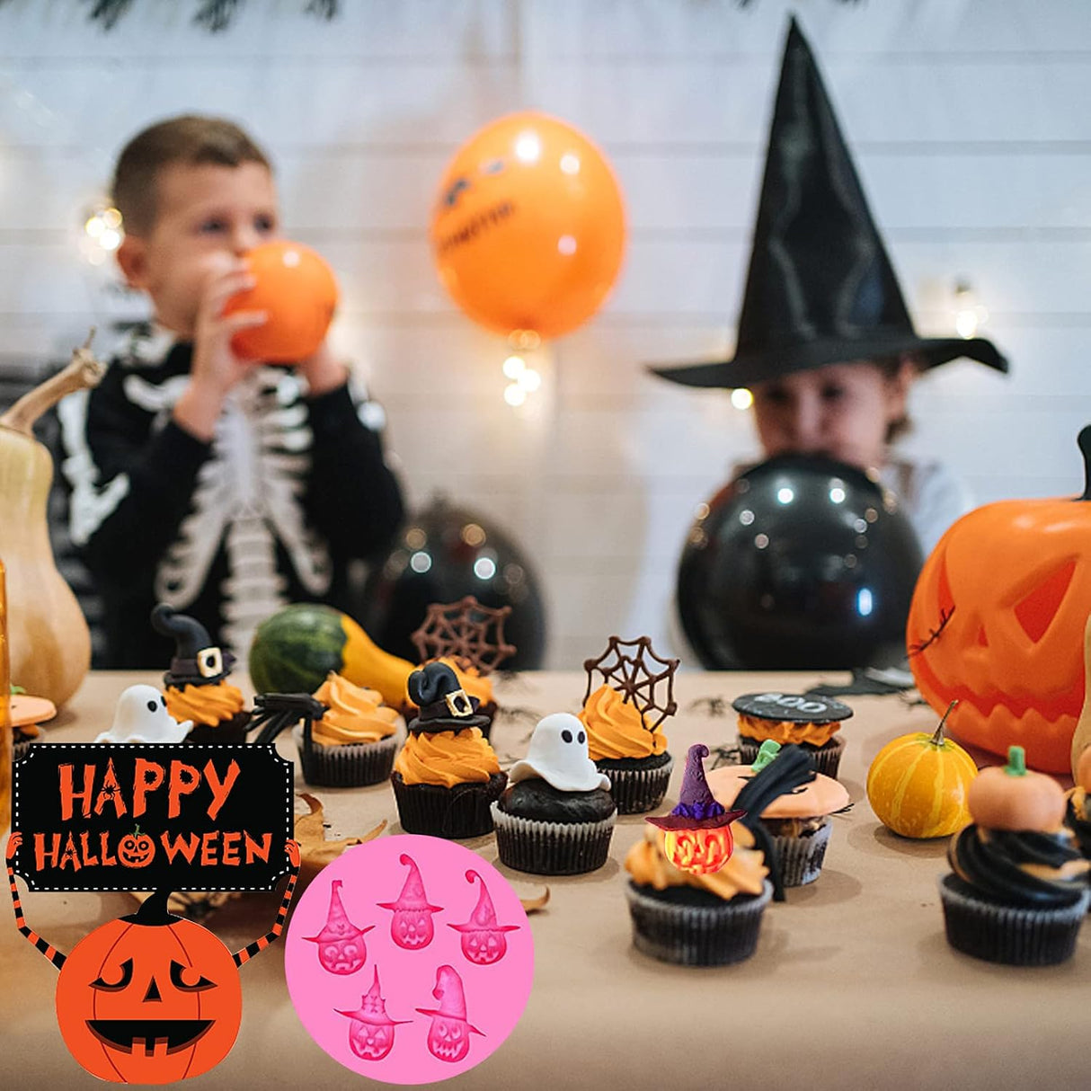 Moldes de Silicona Halloween, 7 Pcs, para Chocolates y Repostería