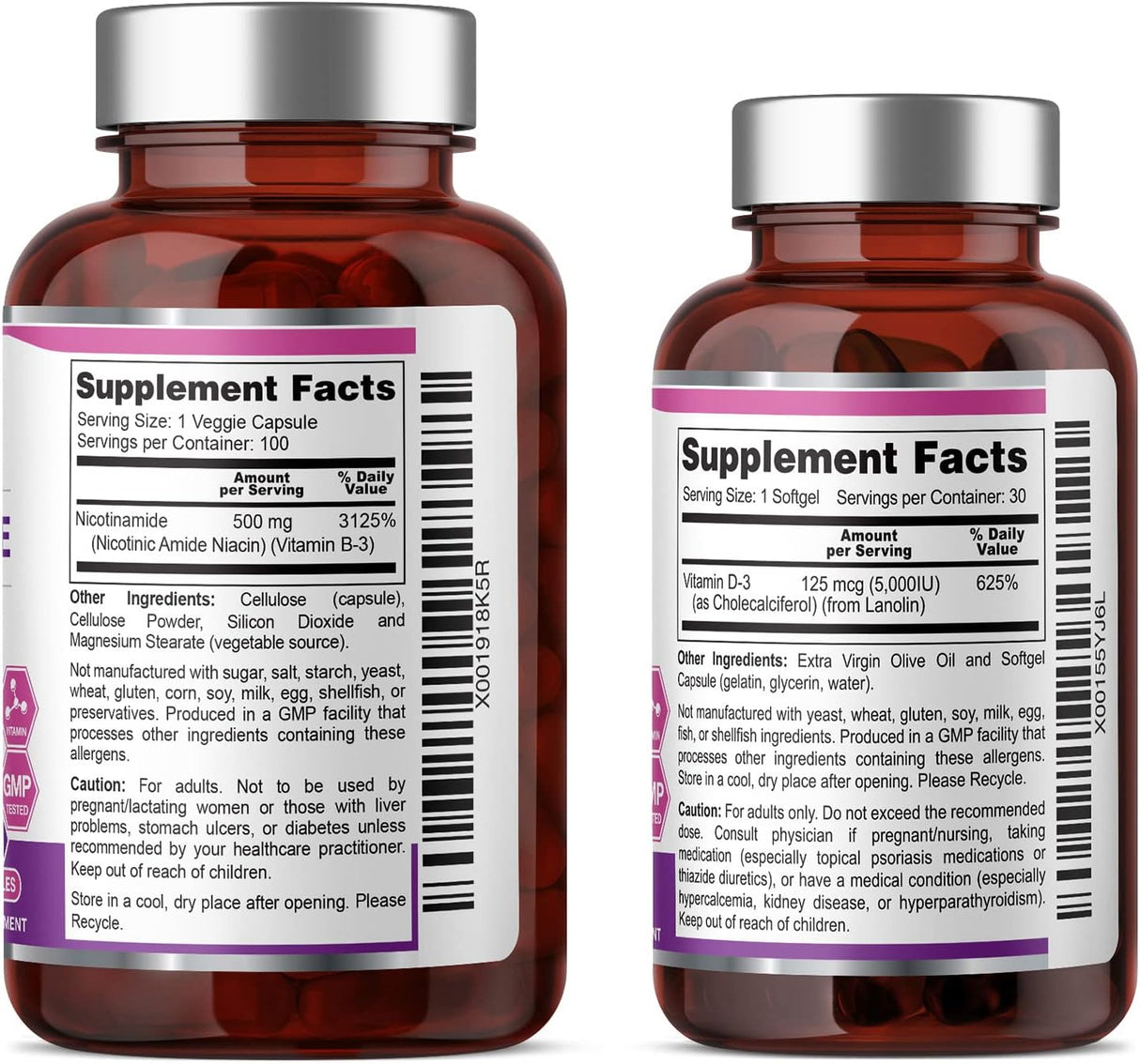 Suplementos  B-3 Nicotinamida 500 mg 100 caps  30 cápsulas