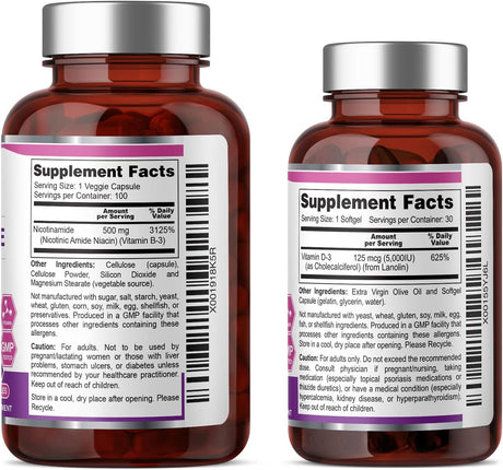 Suplementos  B-3 Nicotinamida 500 mg 100 caps  30 cápsulas
