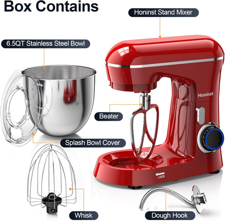 Batidora de pie 6.5QT 10 velocidades 660W, modelo 3 en 1