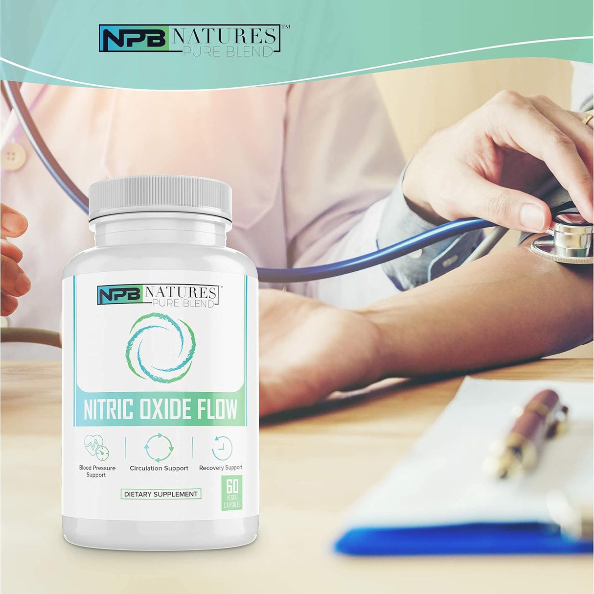 Suplemento de óxido nítrico Nature's Pure Blend  L-arginina