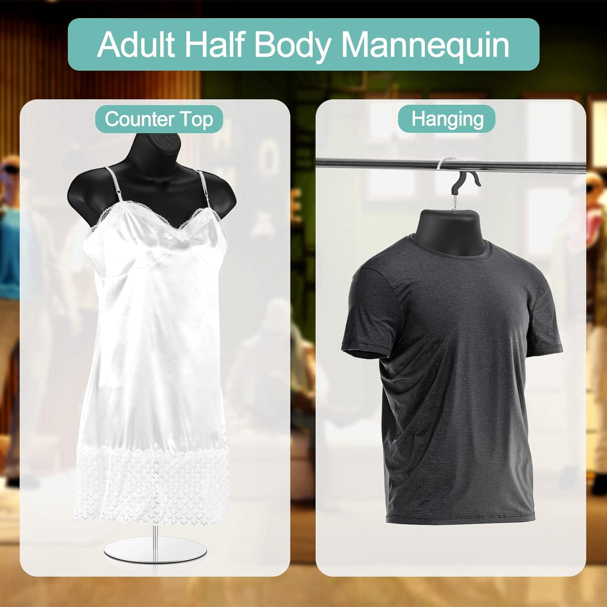 Torso Maniquí Kigley 4 Pcs, S-Medidas, Hueco, Exhibición