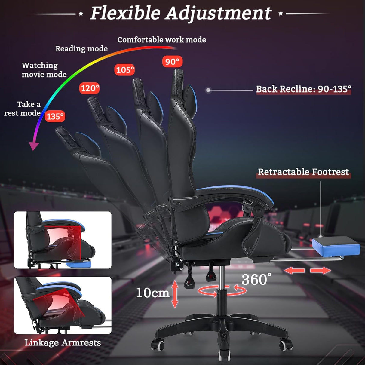 Silla Gamer Ergonómica con Masaje y Luces LED - Modelo XG-1000