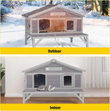 Casa para Gatos Aivituvin, Refugio de Madera 100% para Invierno