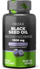 Aceite de Semilla Negra 100% Puro ORZAX, Omega 3 6 9, 90 Cápsulas