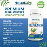 L-Lisina y Monolaurina 600mg 100 Cápsulas 1:1 Ratio