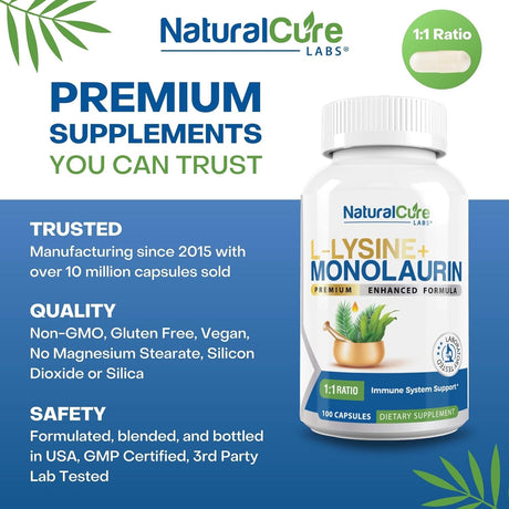 L-Lisina y Monolaurina 600mg 100 Cápsulas 1:1 Ratio