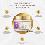 Suplemento de equilibrio hormonal con Black Cohosh, Maca y Basil para menopausia