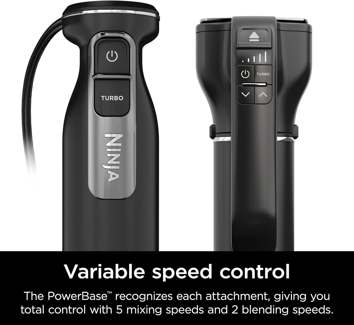 Batidora de Mano Ninja, Licuadora de Inmersión, Sistema de Batidora de Potencia Foodi, 750 Watts, Combo Batidora y Mezcladora con Varillas, Batidores y Vaso de 3 Tazas, 120V, Negro CI101