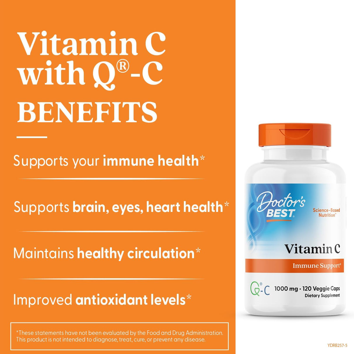 Vitamina C con Q-C Doctor's Best 1000mg Vegana, Sin Gluten (120)