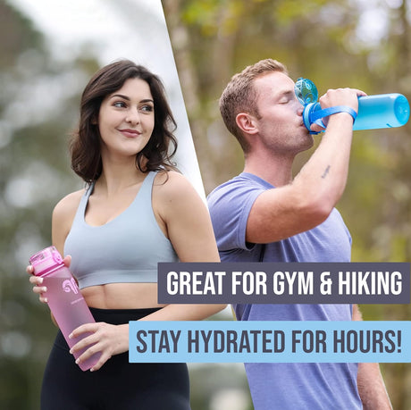 Embrava Best Sports Water Bottle - Botella de agua grande de 32 onzas, flujo rápido, tapa abatible a prueba de fugas con apertura de un clic, plástico no tóxico, sin BPA y ecológico, para hombres y mujeres