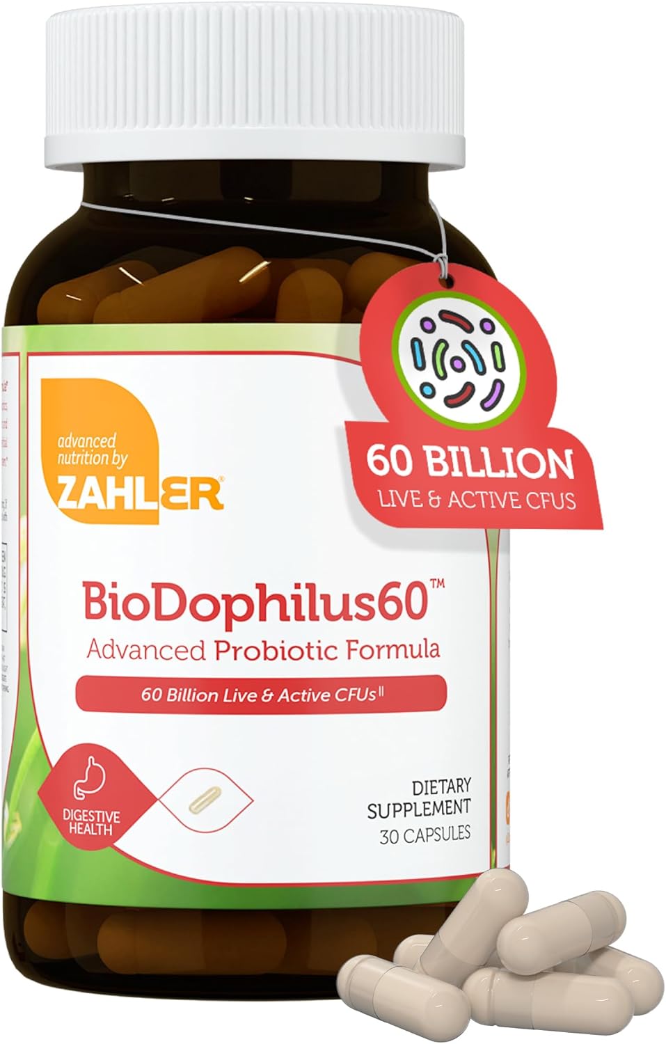 Zahler Biodophilus Probióticos 60B, Salud Digestiva, 30 Cápsulas