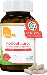Zahler Biodophilus Probióticos 60B, Salud Digestiva, 30 Cápsulas