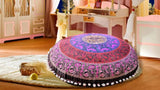 Funda bohemia para cojín, de 32 pulgadas, con diseño de mandala, para meditación, decorativa, otomana, grande, para exteriores, decoración del hogar, decoración de arte en el hogar, redonda, con pompones de algodón, cómoda