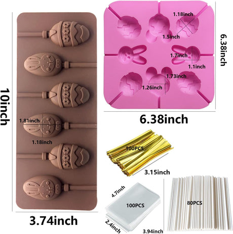 Moldes de Silicona para Lollipops, 2 Pack, con 80 Palitos