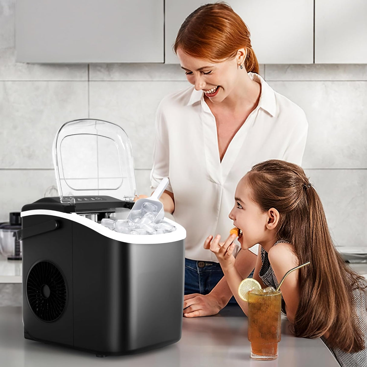 Máquina de Hielo Portátil, Auto-Limpiante, 27lbs/24Hrs, Modelo X