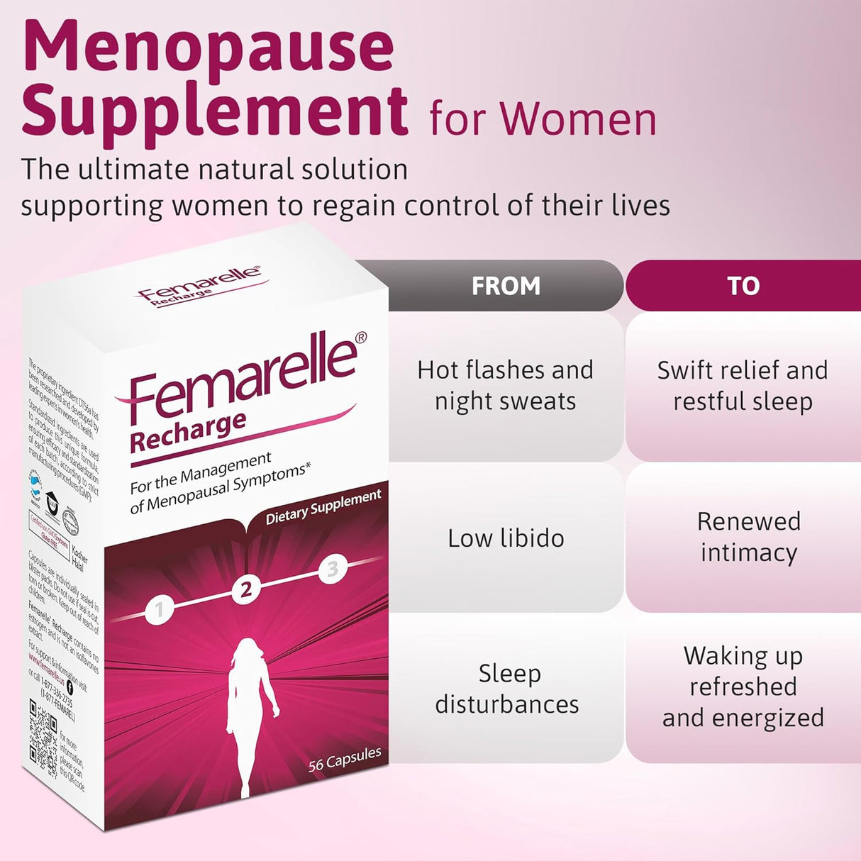 Suplementos Femarelle Recharge para la Menopausia 1 Mes