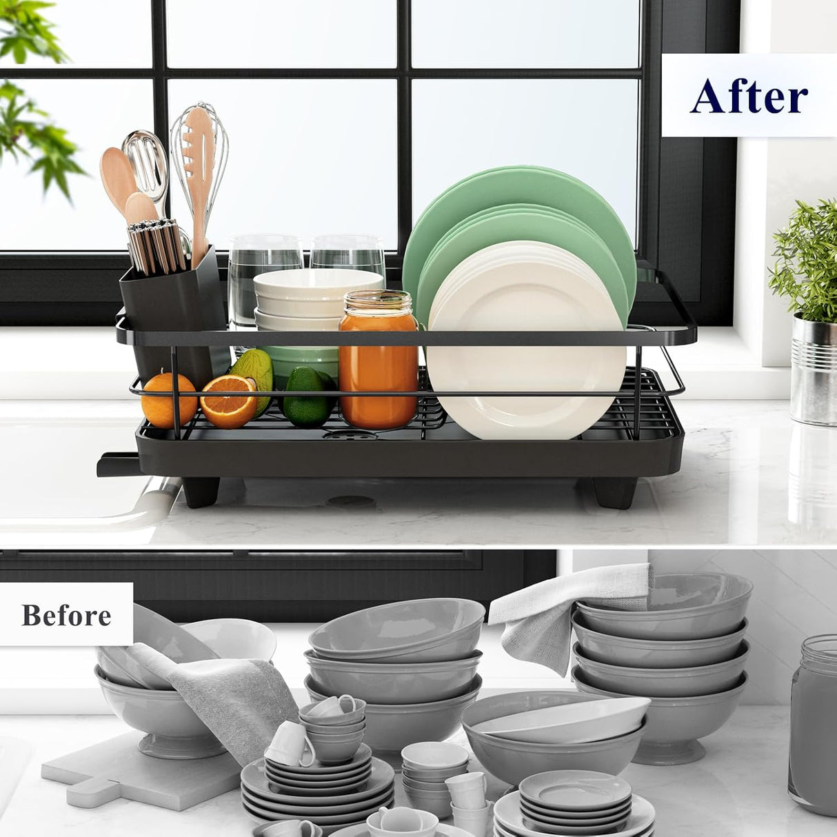 Escurridor de platos de acero inoxidable para cocina, 12"x15