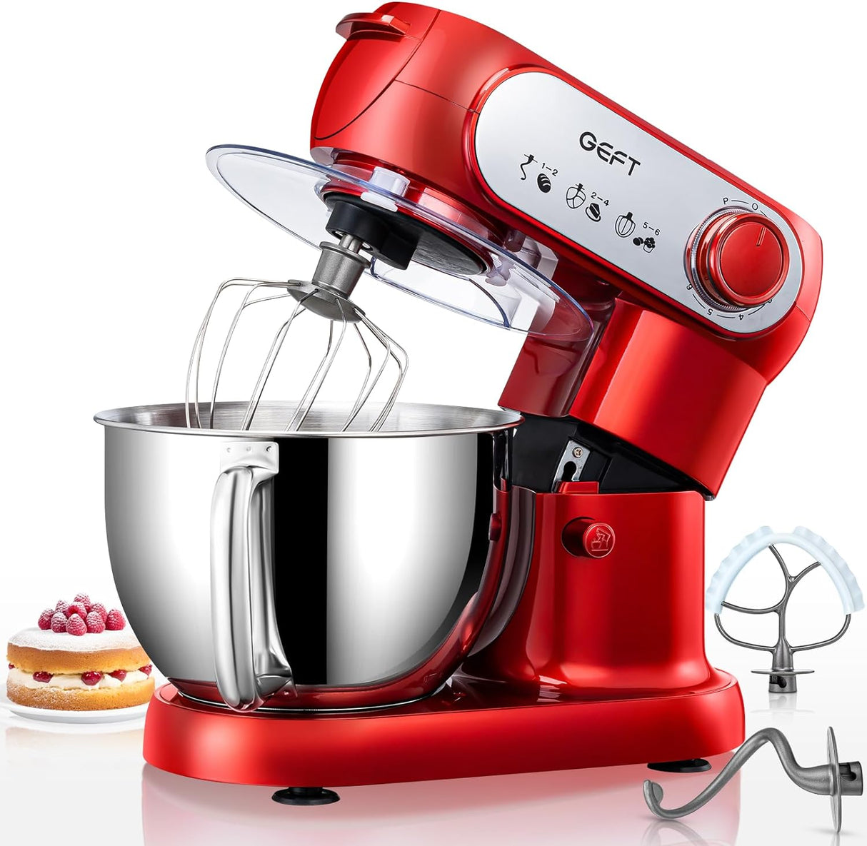 Batidora de pie 6 QT 600W, 6+P velocidades, acero inoxidable