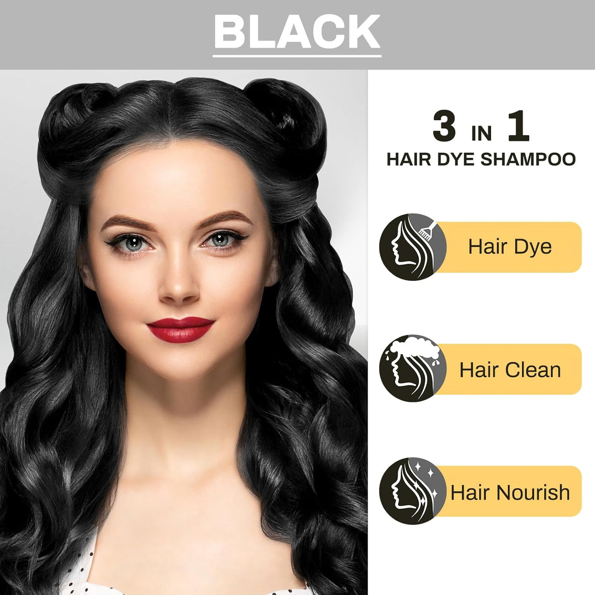 cosmpro Champú de tinte para cabello negro para cobertura.