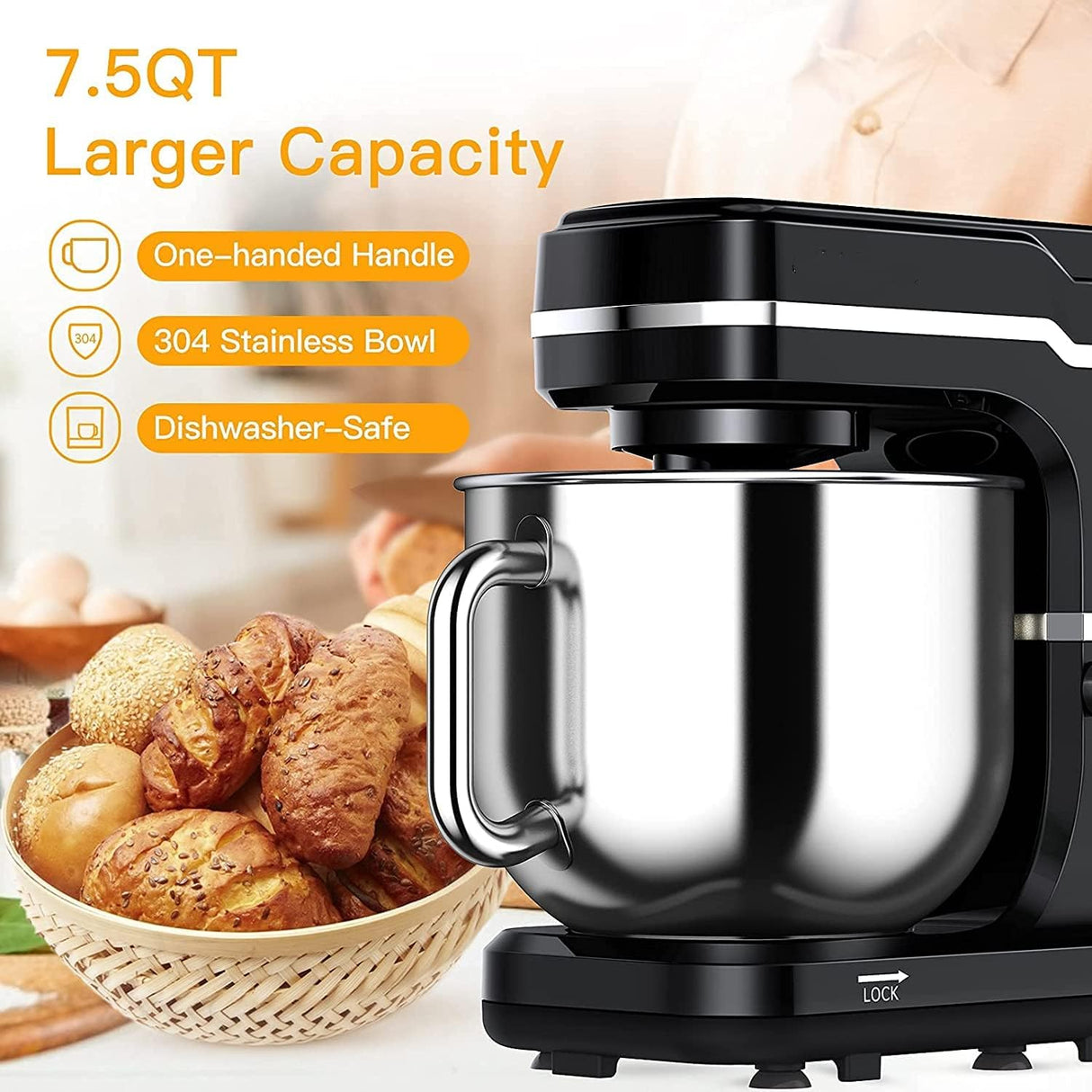 Batidora de pie 7.5 Qt, 300W, 10 velocidades, Tilt-Head.