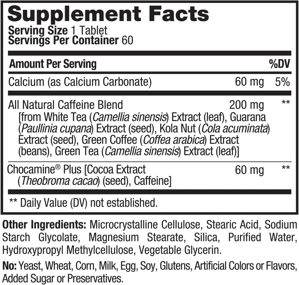 Tabletas de Cafeína ProLab Avanzadas, 60 Conteos, Suplemento