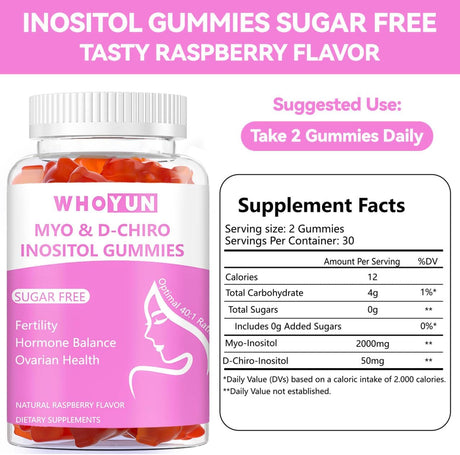 Gomitas de Inositol Sin Azúcar, 60 cápsulas, equilibrio hormonal