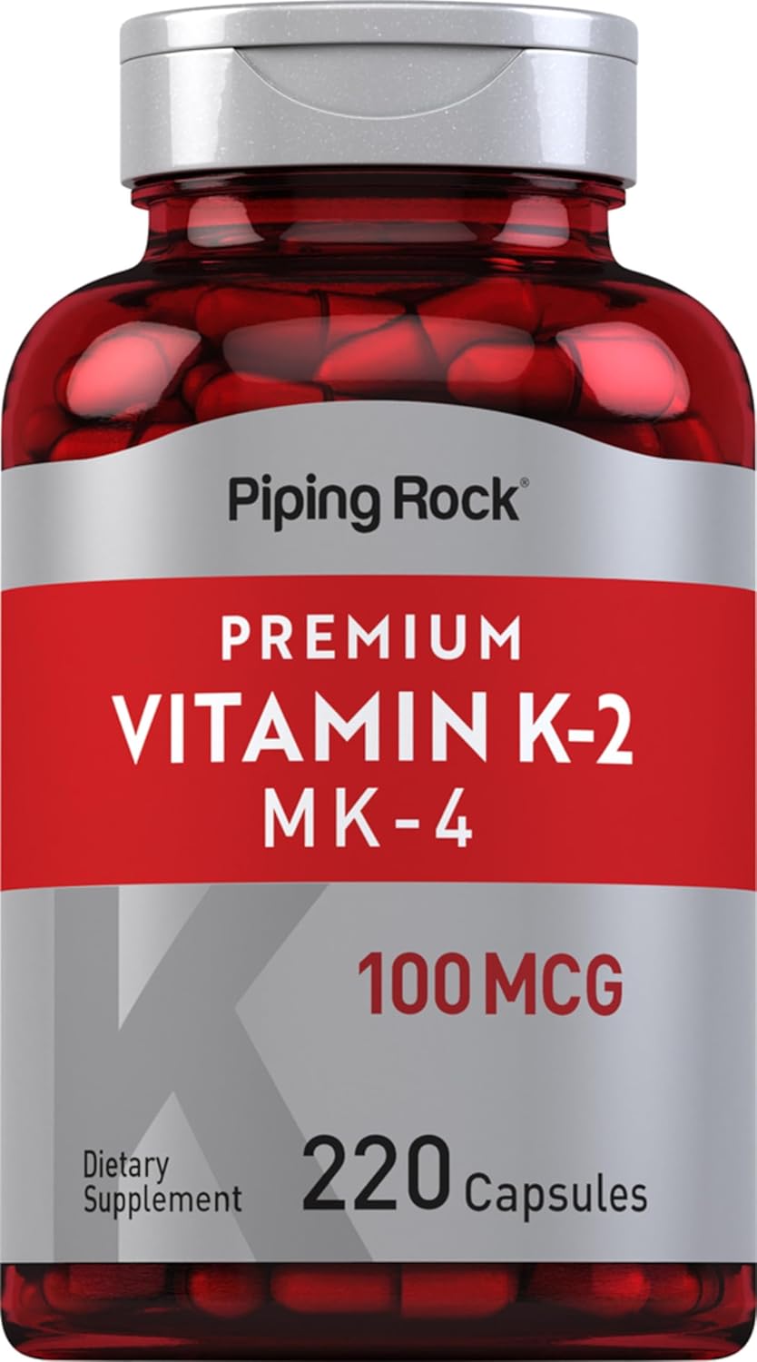 Suplemento de Vitamina K2 MK4 Piping Rock 100mcg 220 Cápsulas