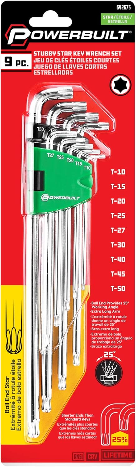 Juego de Llaves Torx Powerbuilt 24010, 19 Piezas, Ball End