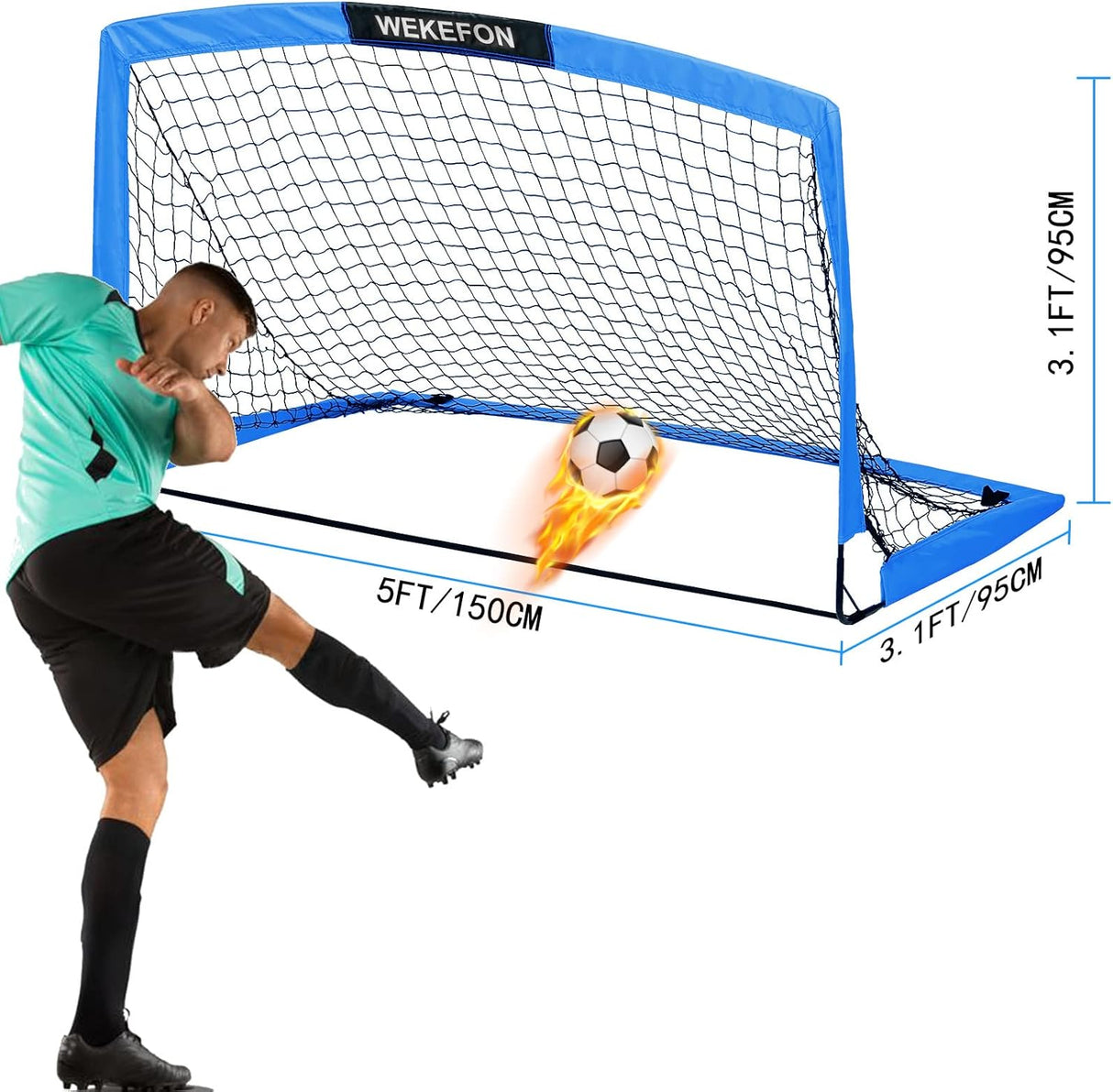 Porteria portatil para juego, color azul, con bolsa transparente