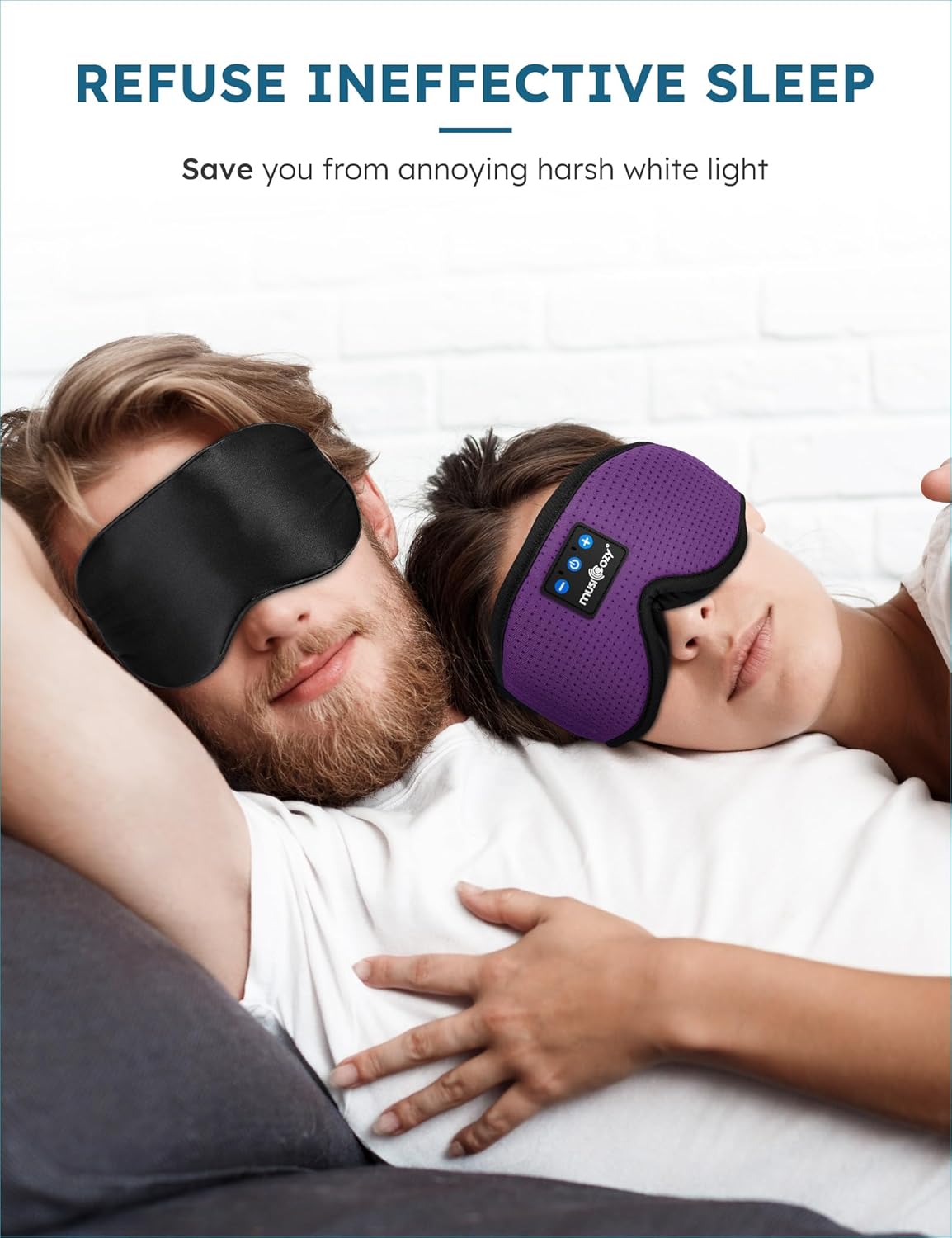 Máscara de Sueño con Auriculares MUSICOZY, 3D, Inalámbrica