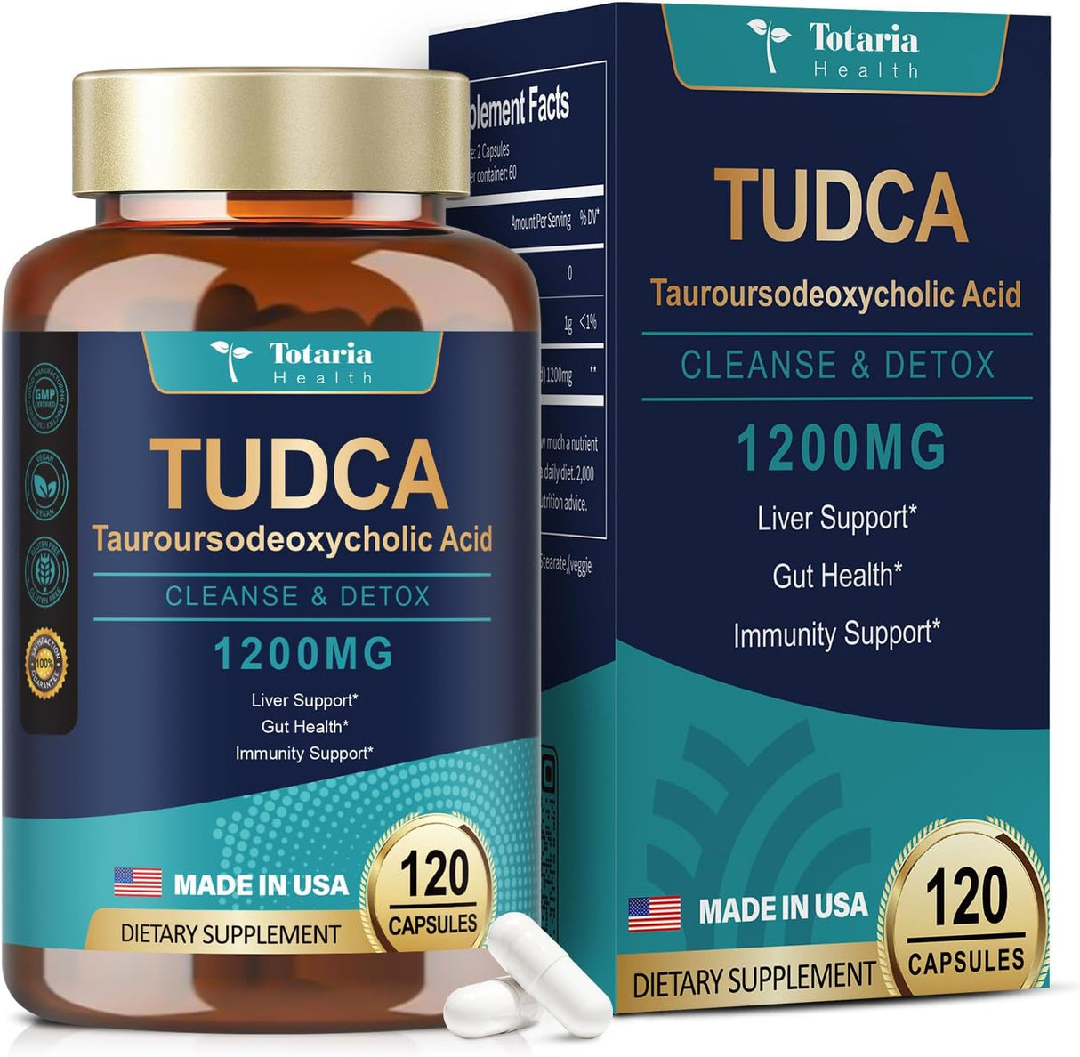 Suplemento TUDCA 1200mg, Ultra Fuerte, 120 Cápsulas