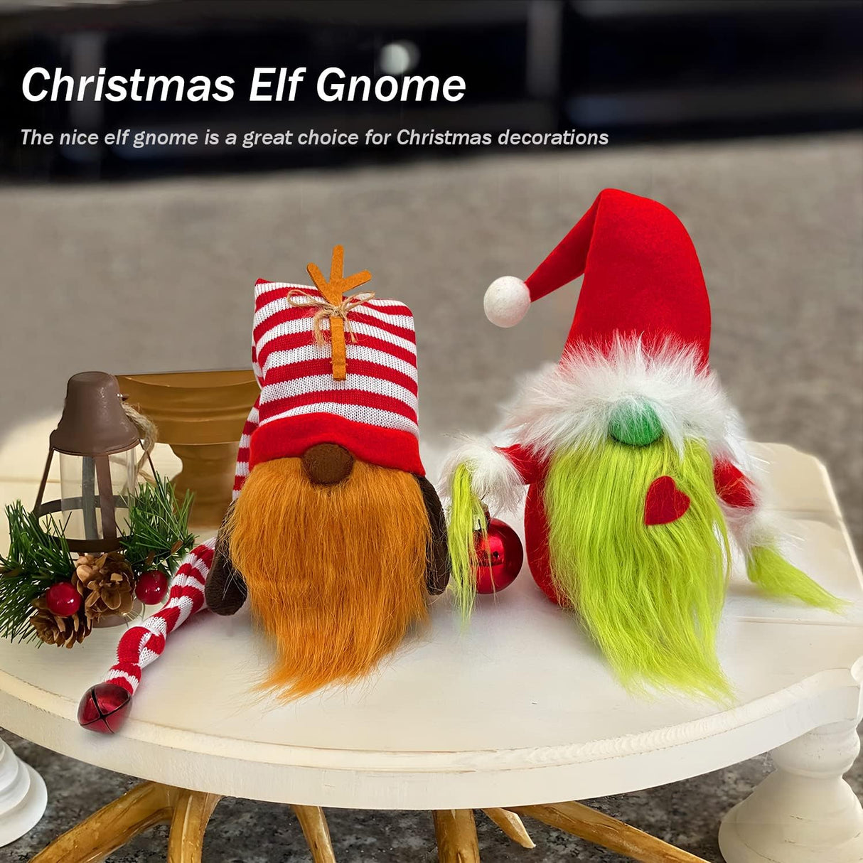 Adornos Navideños Gnomos Suecos 2-Pack, Hecho a Mano, Tomte