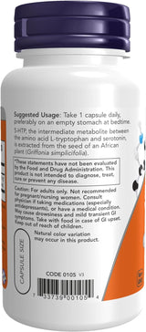 Suplemento 5-HTP 100 mg de NOW Foods, 60 cápsulas veganas