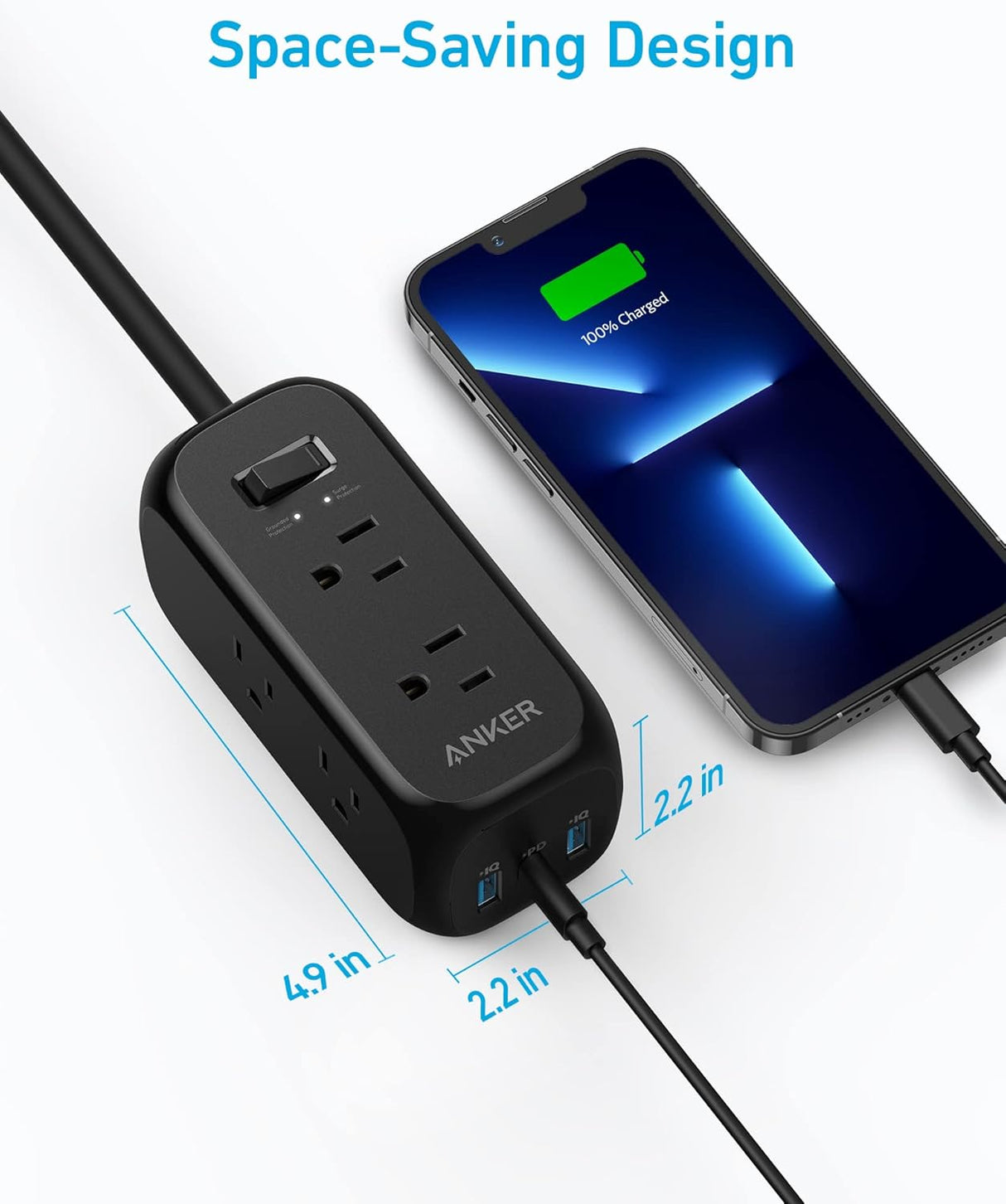 Anker 332 USB C - Protector de sobretensiones (300J), 6 salidas