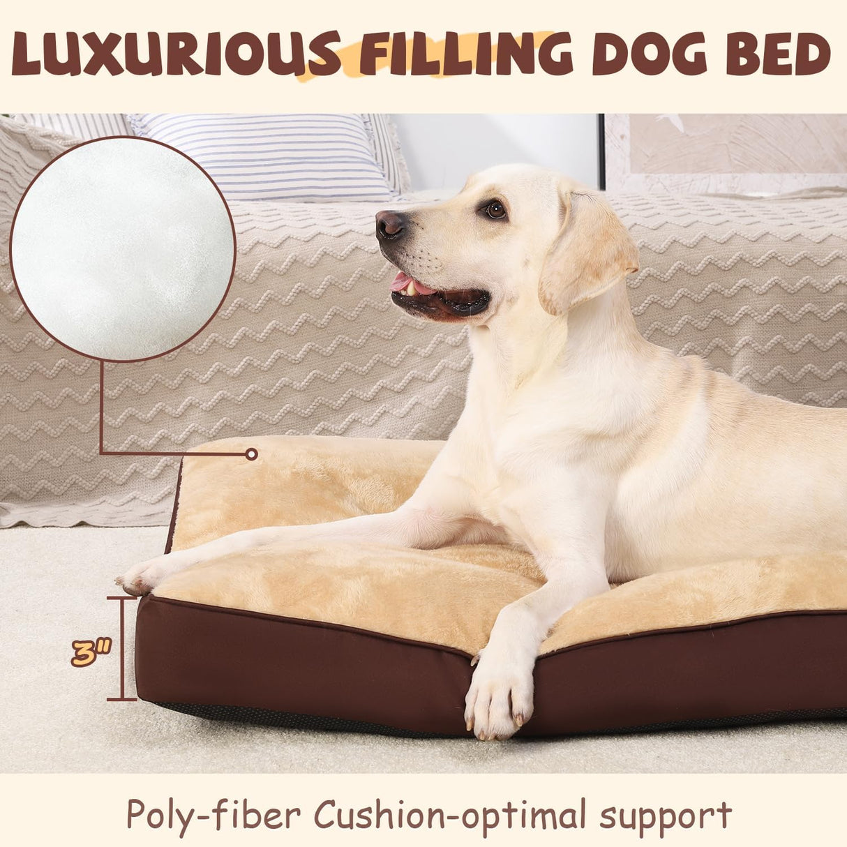 Cama para perro impermeable Deluxe Plush 35x22 pulgadas