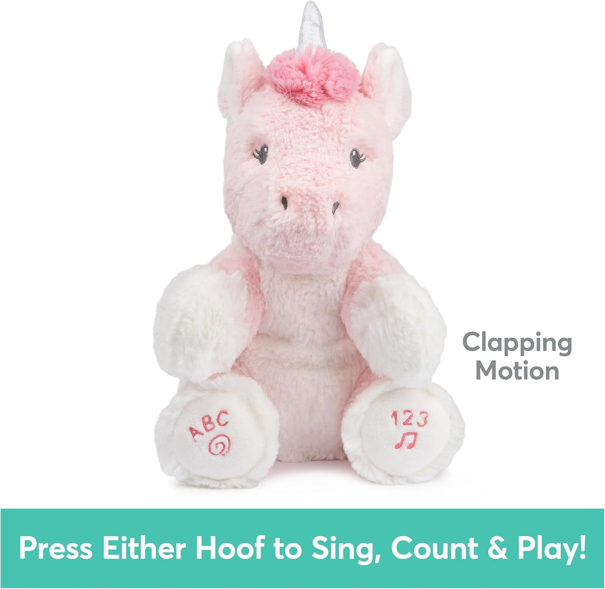 GUND Alora Unicorn Peluche Animado, Canta ABC y 123, 11”