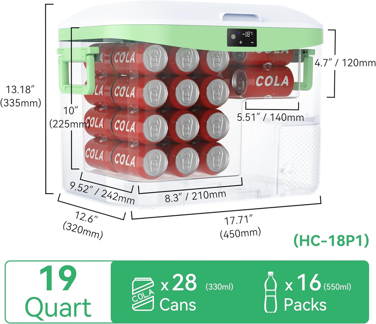 Refrigerador portátil de 12 V para automóvil 19 cuartos