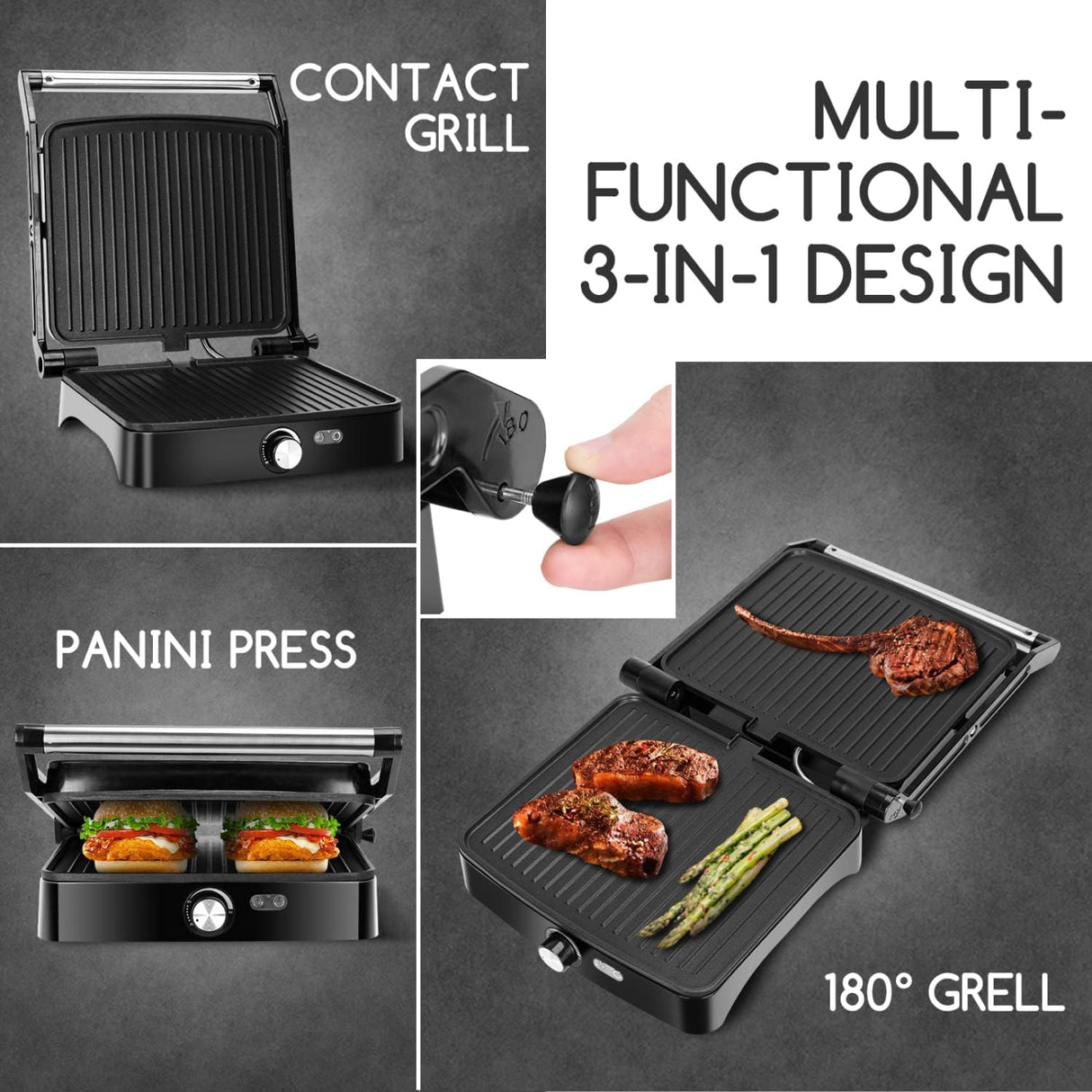 Prensa Panini Aigostar, 4 rebanadas, 1200W, control de temperatura